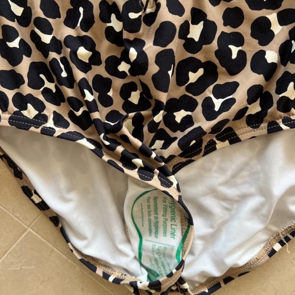 Michael Kors Cheetah Print One Piece Lace-up Swimsuit Size 10 - Picture 3 of 10